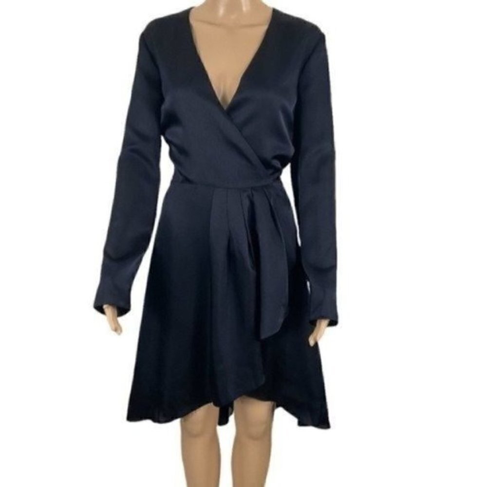 NWT Joie MilTona B Wrap Dress Midnight size Large Wrap front with Self Tie close